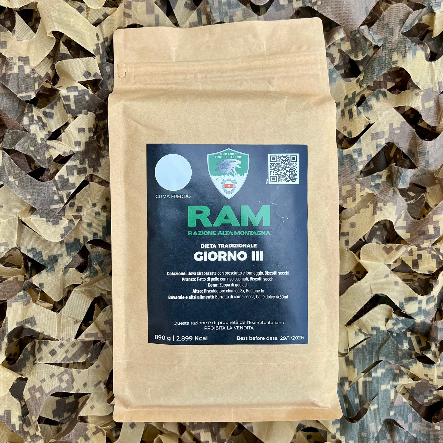 Ration italienne troupe commando alpin - Menu 3