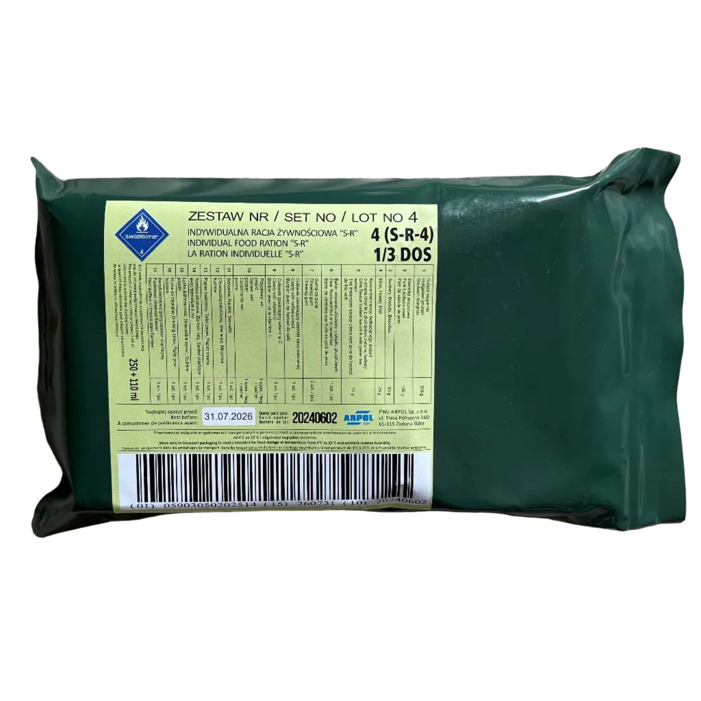 Ration polonaise 8h